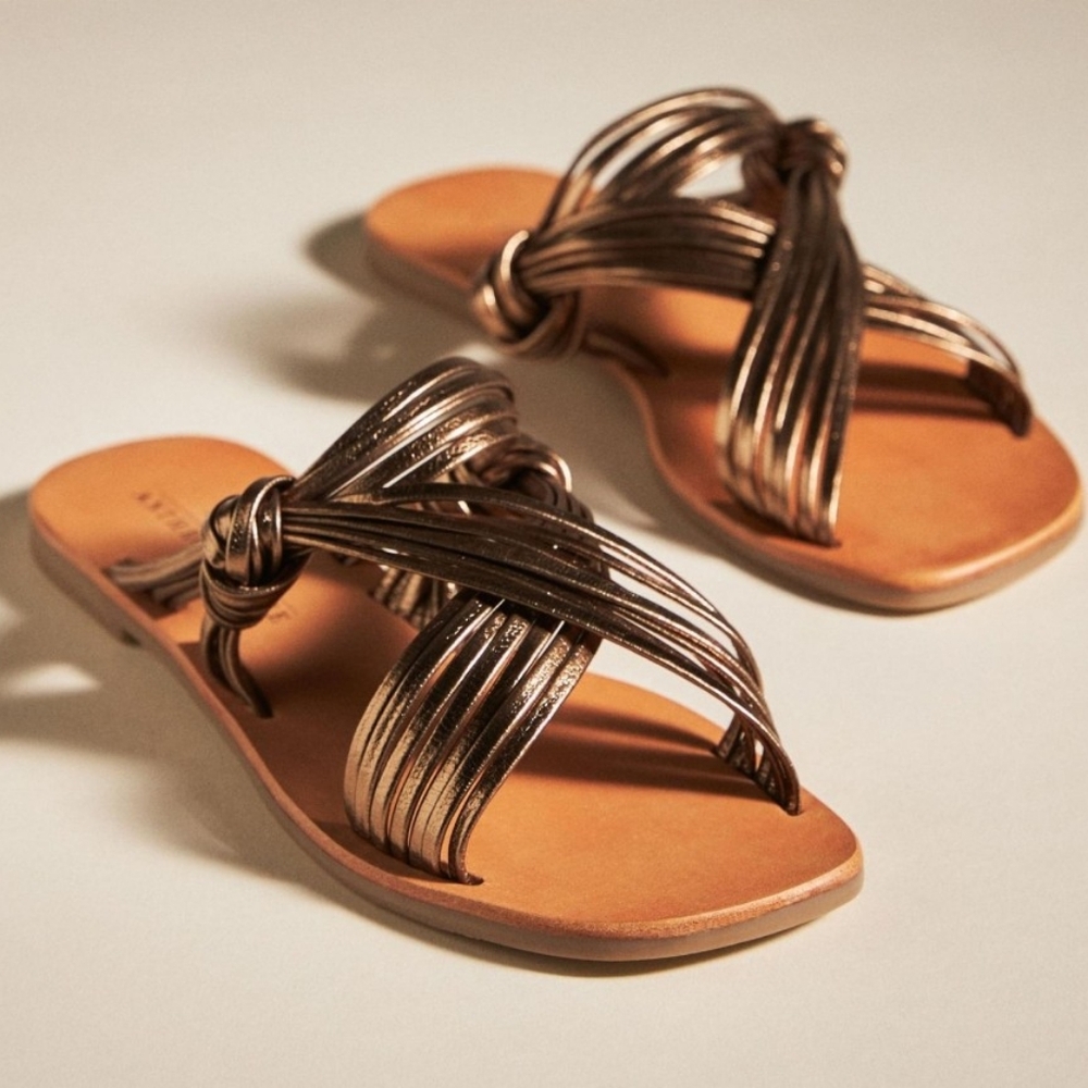 Anthropologie Women's Open Toe Sandals, Slip On Summer Sandals, Size 7.